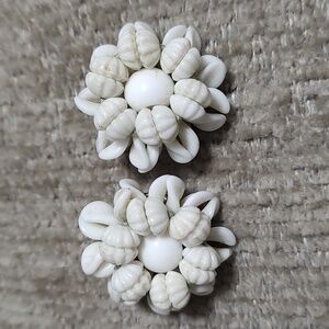 Vintage West Germany White Shell Clip Ons